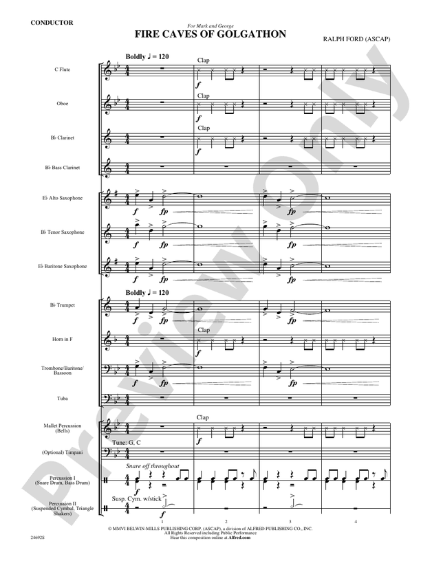 Fire Caves of Golgathon - Concert Band Conductor Score & Parts (Digital Download)