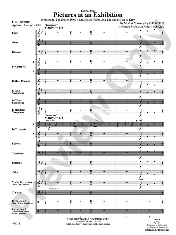 Pictures at an Exhibition - Concert Band Conductor Score & Parts (Digital Download)