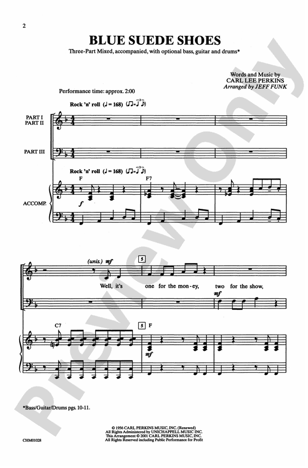 Blue Suede Shoes – 3-Part Mixed Choral Octavo (Digital Download)
