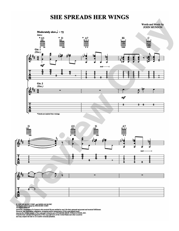 She Spreads Her Wings - Guitar TAB (Digital Download)