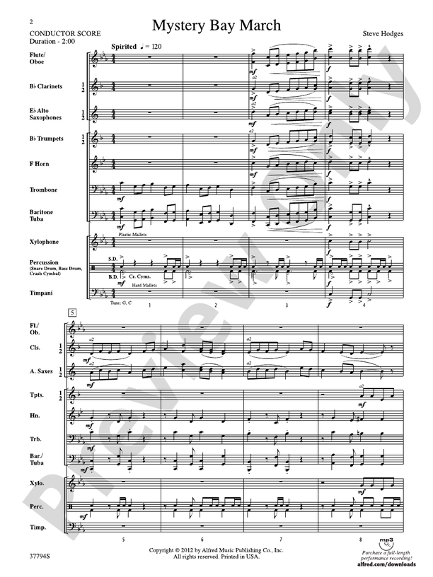 Mystery Bay March - Concert Band Conductor Score & Parts (Digital Download)
