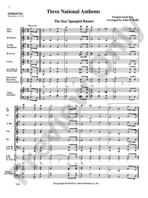 Three National Anthems (Star Spangled Banner, O Canada!, America/God Save the Queen) - Concert Band Conductor Score & Parts (Digital Download)
