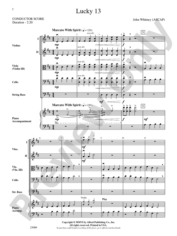 Lucky 13 – String Orchestra Conductor Score & Parts (Digital Download)