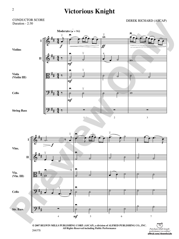 Victorious Knight – String Orchestra Conductor Score & Parts (Digital Download)