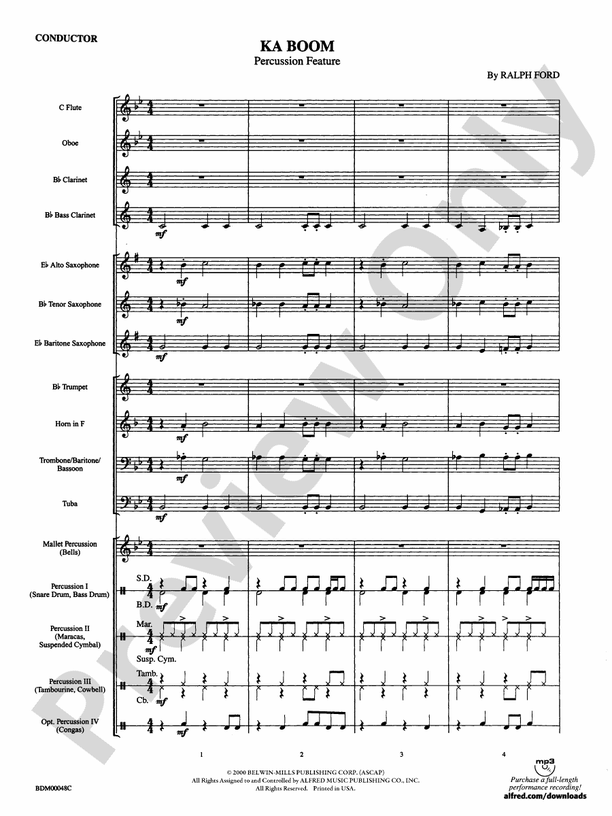 Ka Boom - Concert Band Conductor Score & Parts (Digital Download)
