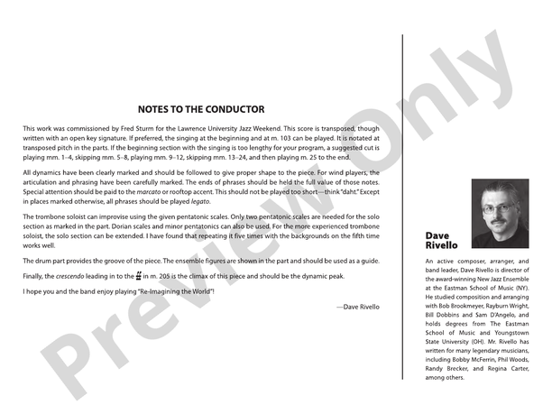 Re-Imagining the World - Jazz Ensemble Conductor Score & Parts (Digital Download)
