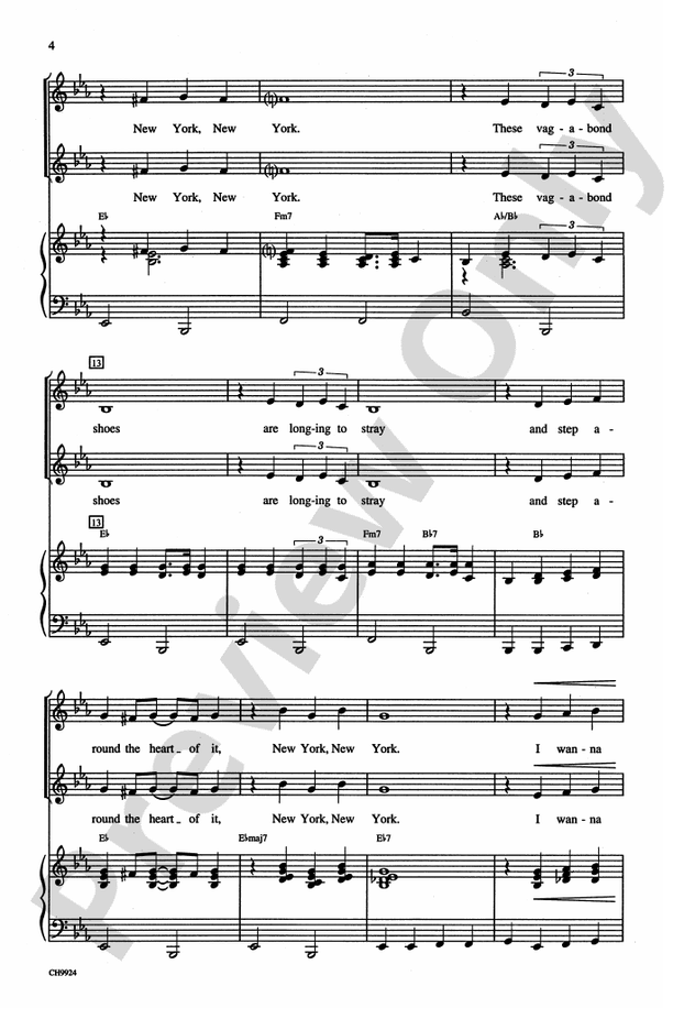 New York, New York, Theme from - 2-Part Choral Octavo (Digital Download)
