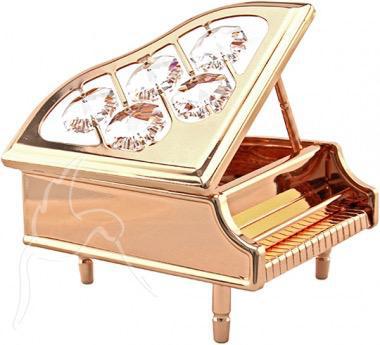 Crystocraft Grand Piano Ornament Rose Gold with Clear Crystals