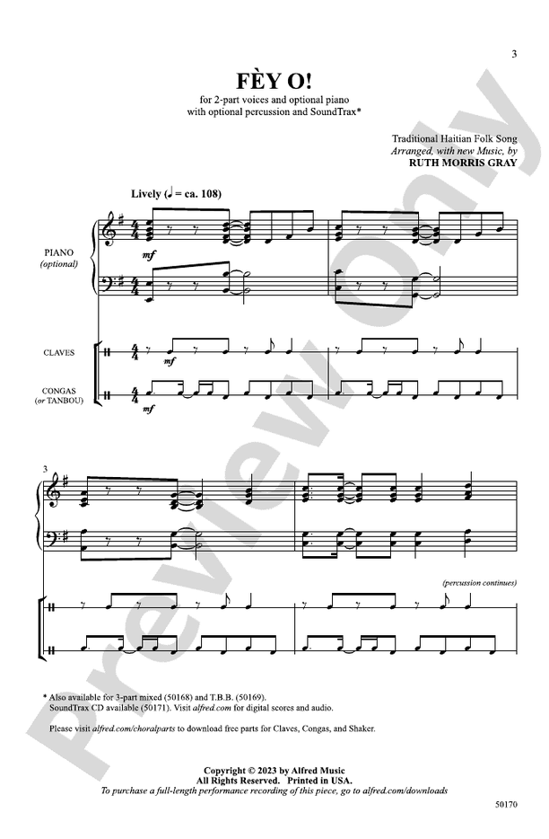 Fèy O! - 2 Part Treble Choral Octavo (Digital Download)