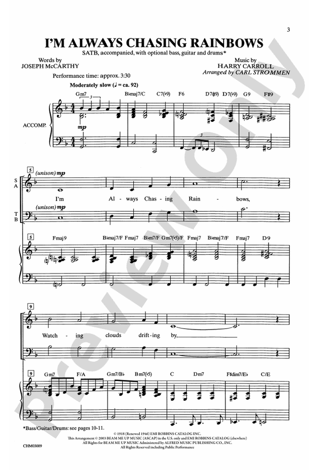 I'm Always Chasing Rainbows – SATB Choral Octavo (Digital Download)