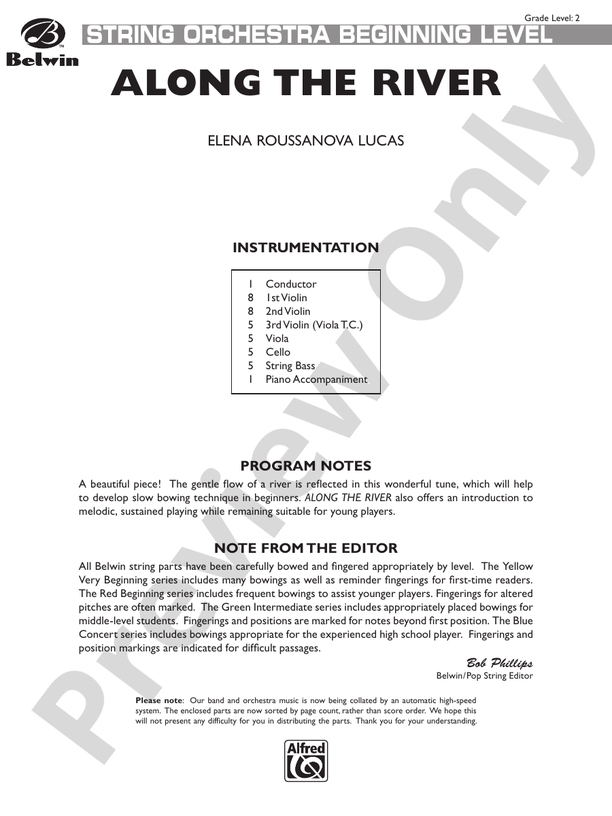 Along the River – String Orchestra Conductor Score & Parts (Digital Download)