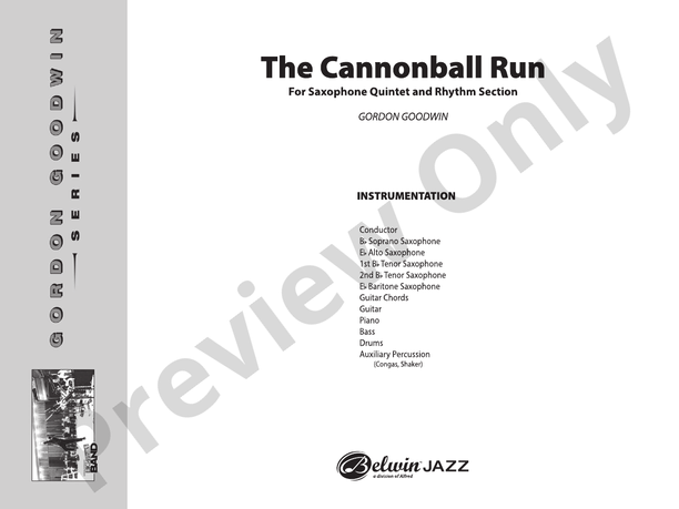 The Cannonball Run (Written for five saxes) - Jazz Ensemble Conductor Score & Parts (Digital Download)