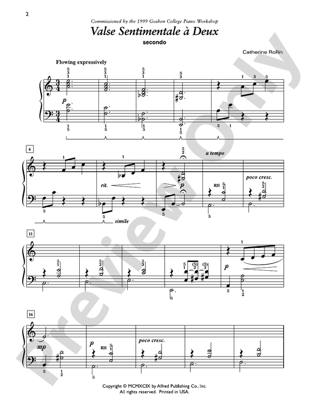 Valse Sentimentale a Deux - 1 Piano, 4 Hands (Digital Download)