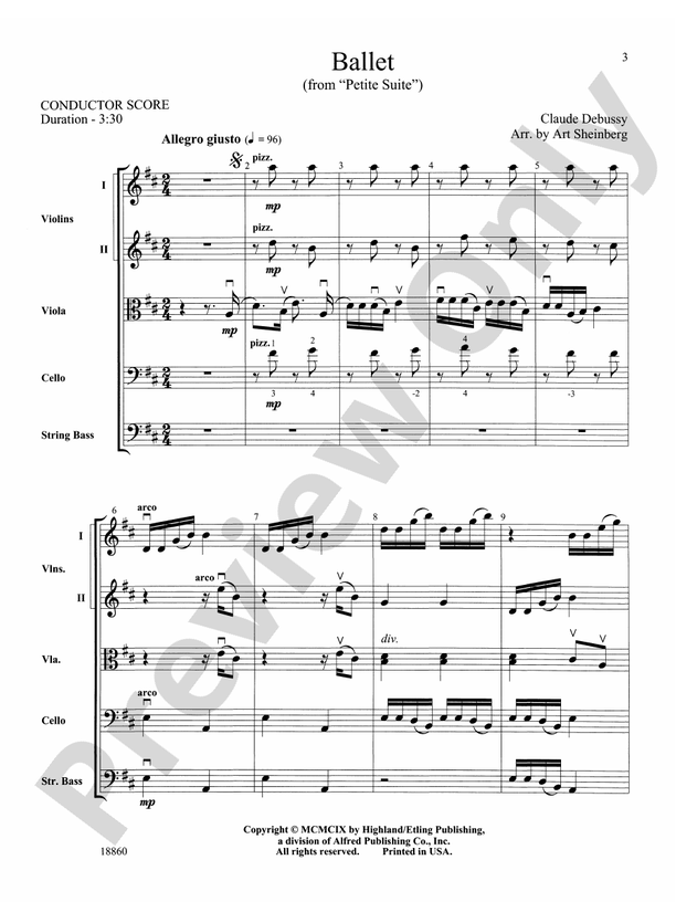 Ballet from Petite Suite – String Orchestra Conductor Score & Parts (Digital Download)