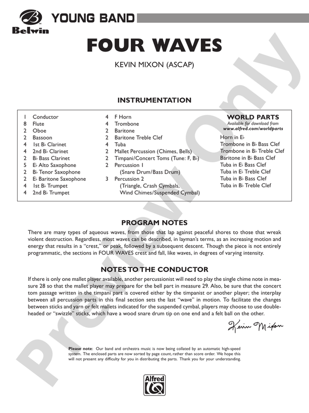 Four Waves - Concert Band Conductor Score & Parts (Digital Download)