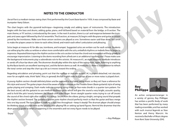 Jive at Five - Jazz Ensemble Conductor Score & Parts(Digital Download)