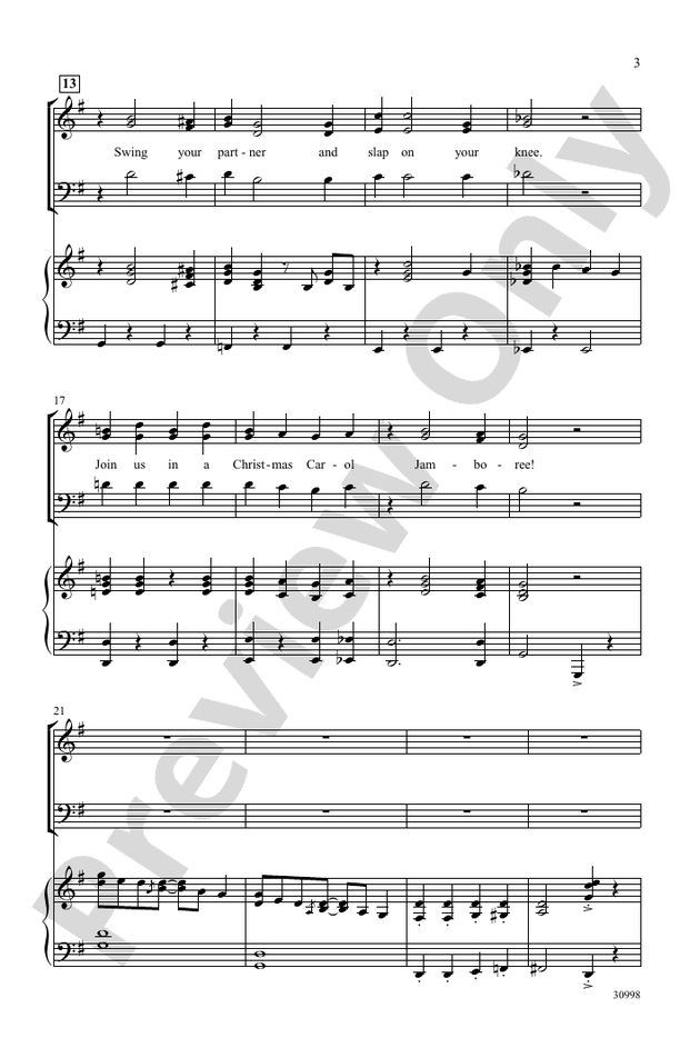 Christmas Carol Jamboree (A Holiday Hoedown) – 3-Part Mixed Choral Octavo (Digital Download)