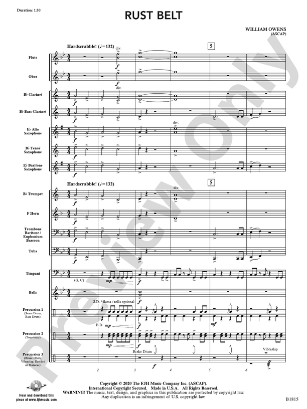 Rust Belt – Concert Band Conductor Score & Parts