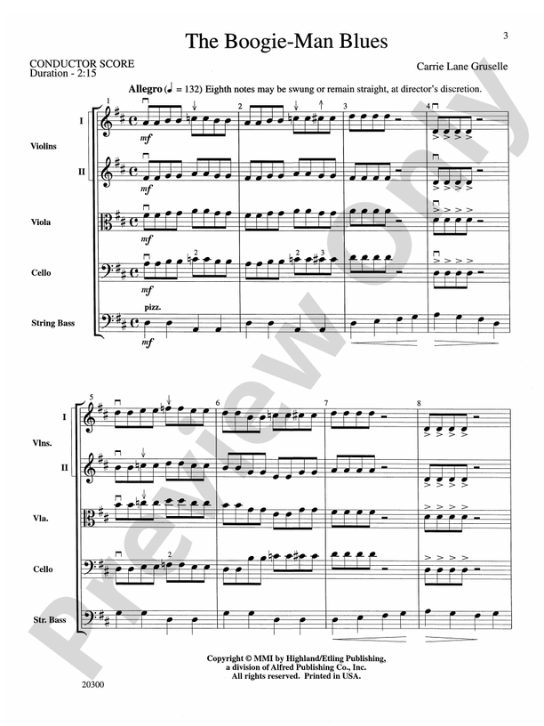 The Boogie-Man Blues – String Orchestra Conductor Score & Parts (Digital Download)