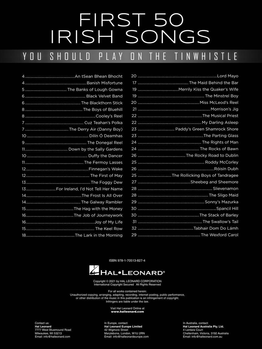 First 50 Irish Songs You Should Play on Tinwhistle - Tinwhistle Hal Leonard 366636