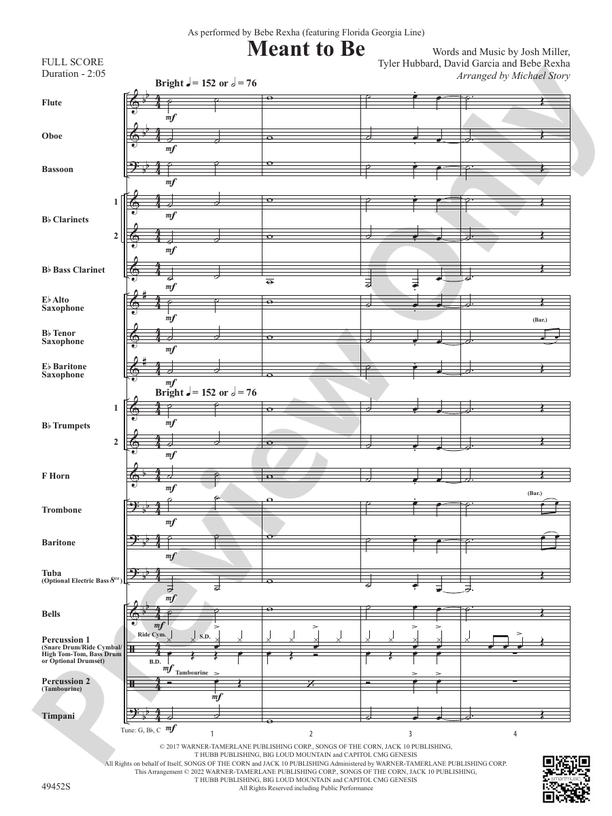 Meant To Be - Concert Band Conductor Score & Parts (Digital Download)