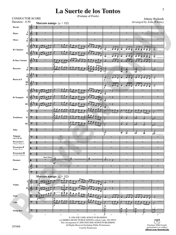 La Suerte de los Tontos (Fortune of Fools) – Full Orchestra Conductor Score & Parts (Digital Download)