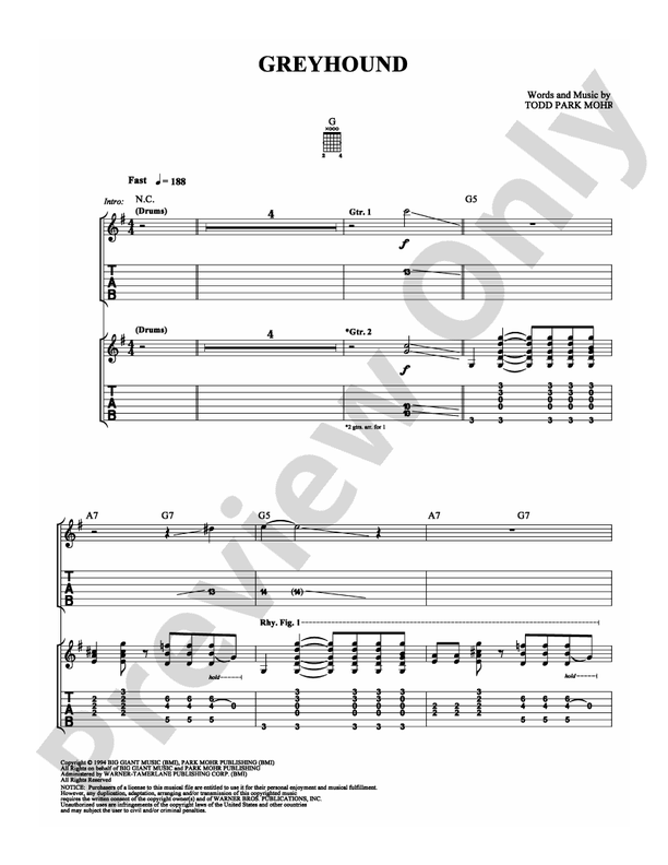 Greyhound - Guitar TAB (Digital Download)