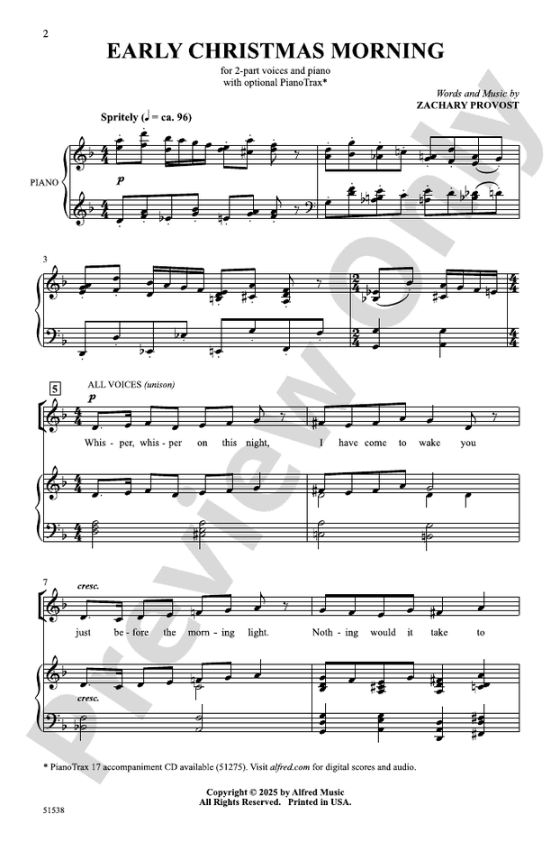 Early Christmas Morning - 2 Part Treble Choral Octavo (Digital Download)