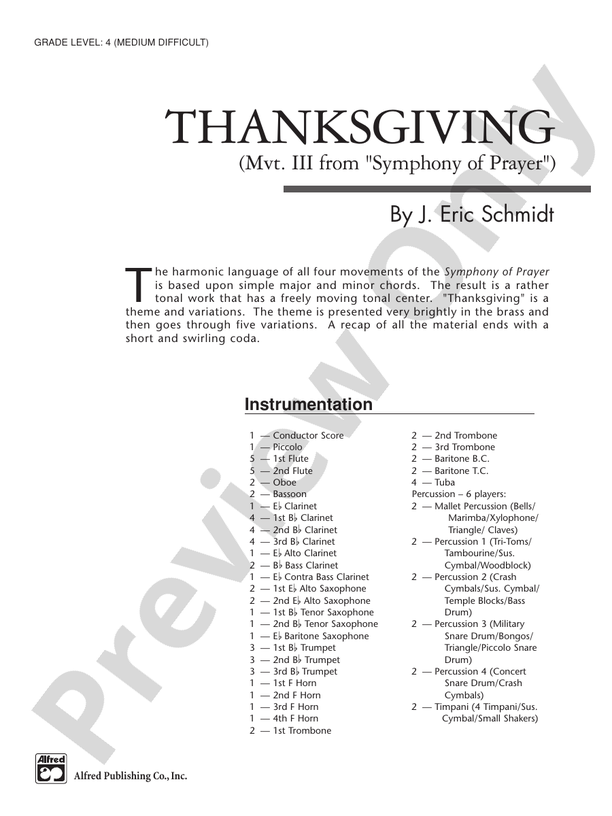Thanksgiving - Concert Band Conductor Score & Parts (Digital Download)