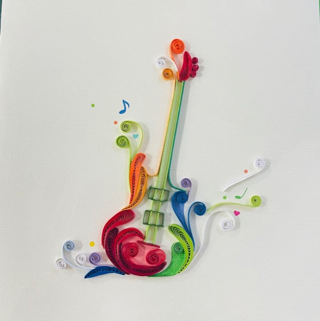 Greeting card - Quilled Electric Guitar.