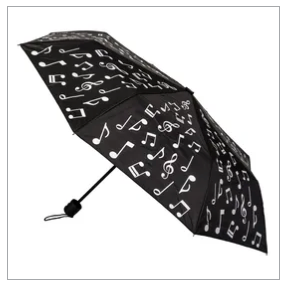 Mini Umbrella Black with White Music Symbols