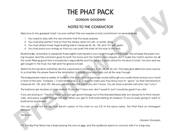 The Phat Pack - Jazz Ensemble Conductor Score & Parts(Digital Download)