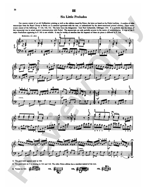 Bach - Six Little Preludes (Ed. Hans Bischoff) - Piano Solo (Digital Download)