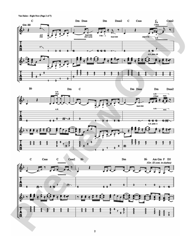 Right Now - Guitar TAB (Digital Download)