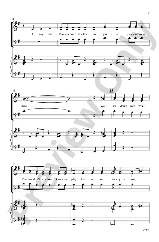 Mama Don't Allow – 3-Part Mixed Choral Octavo (Digital Download)