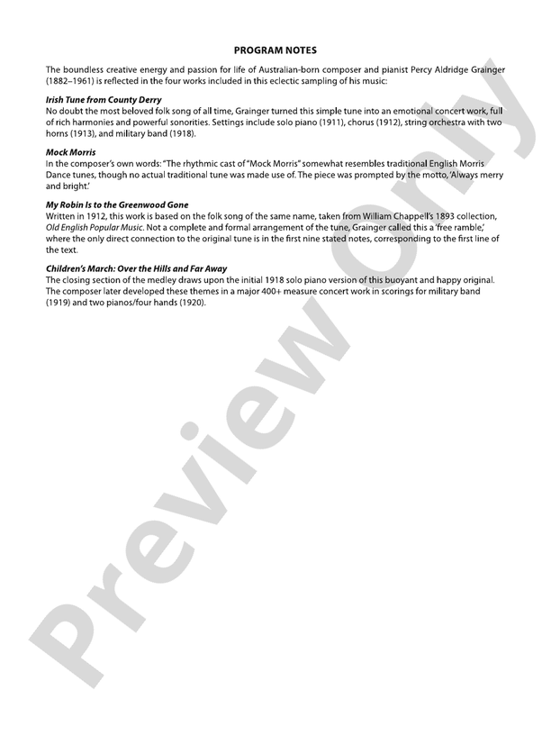 A Percy Grainger Portrait - String Orchestra Conductor Score & Parts (Digital Download)