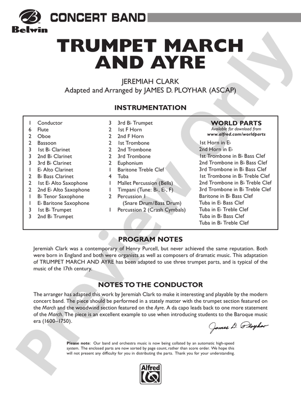 Trumpet March and Ayre - Concert Band Conductor Score & Parts (Digital Download)