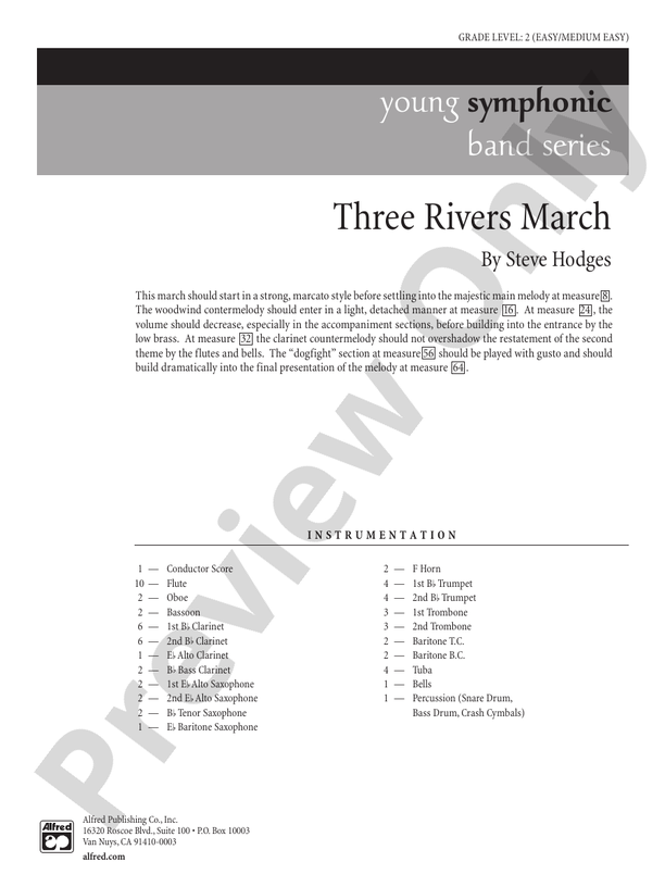 Three Rivers March - Concert Band Conductor Score & Parts (Digital Download)
