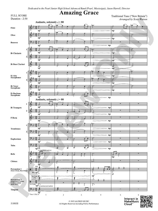 Amazing Grace - Concert Band Conductor Score & Parts(Digital Download)