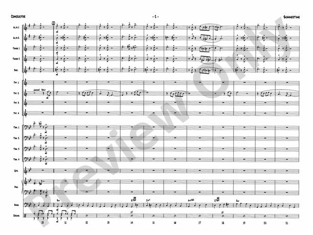 Summertime (Grade 3) - Jazz Ensemble Conductor Score & Parts (Digital Download)