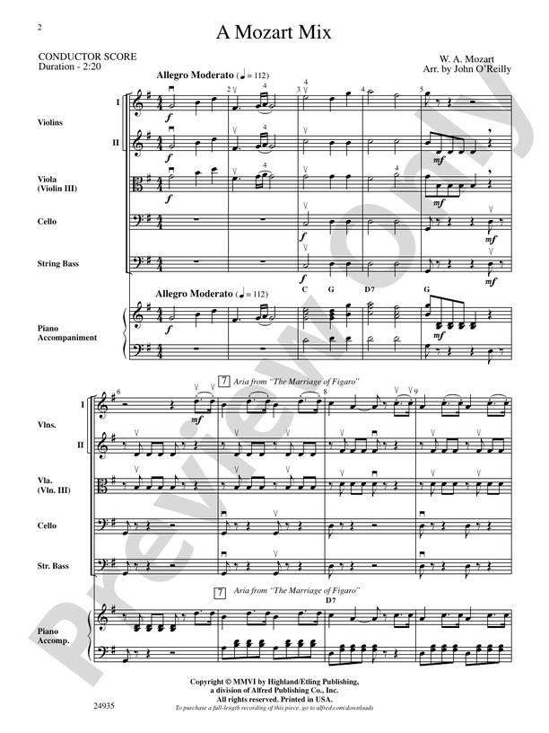 A Mozart Mix – String Orchestra Conductor Score & Parts (Digital Download)