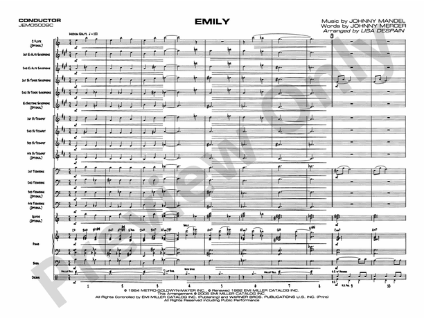 Emily - Jazz Ensemble Conductor Score & Parts (Digital Download)