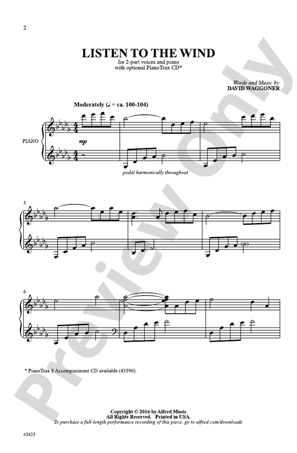 Listen To The Wind – 2-Part Choral Octavo (Digital Download)