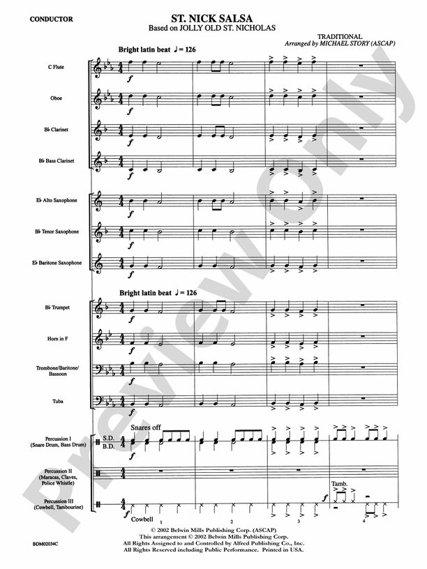 St. Nick Salsa - Concert Band Conductor Score & Parts (Digital Download)