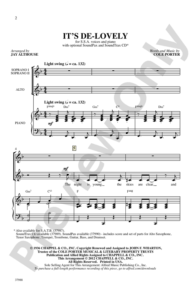 It's De-Lovely – SSA Choral Octavo (Digital Download)