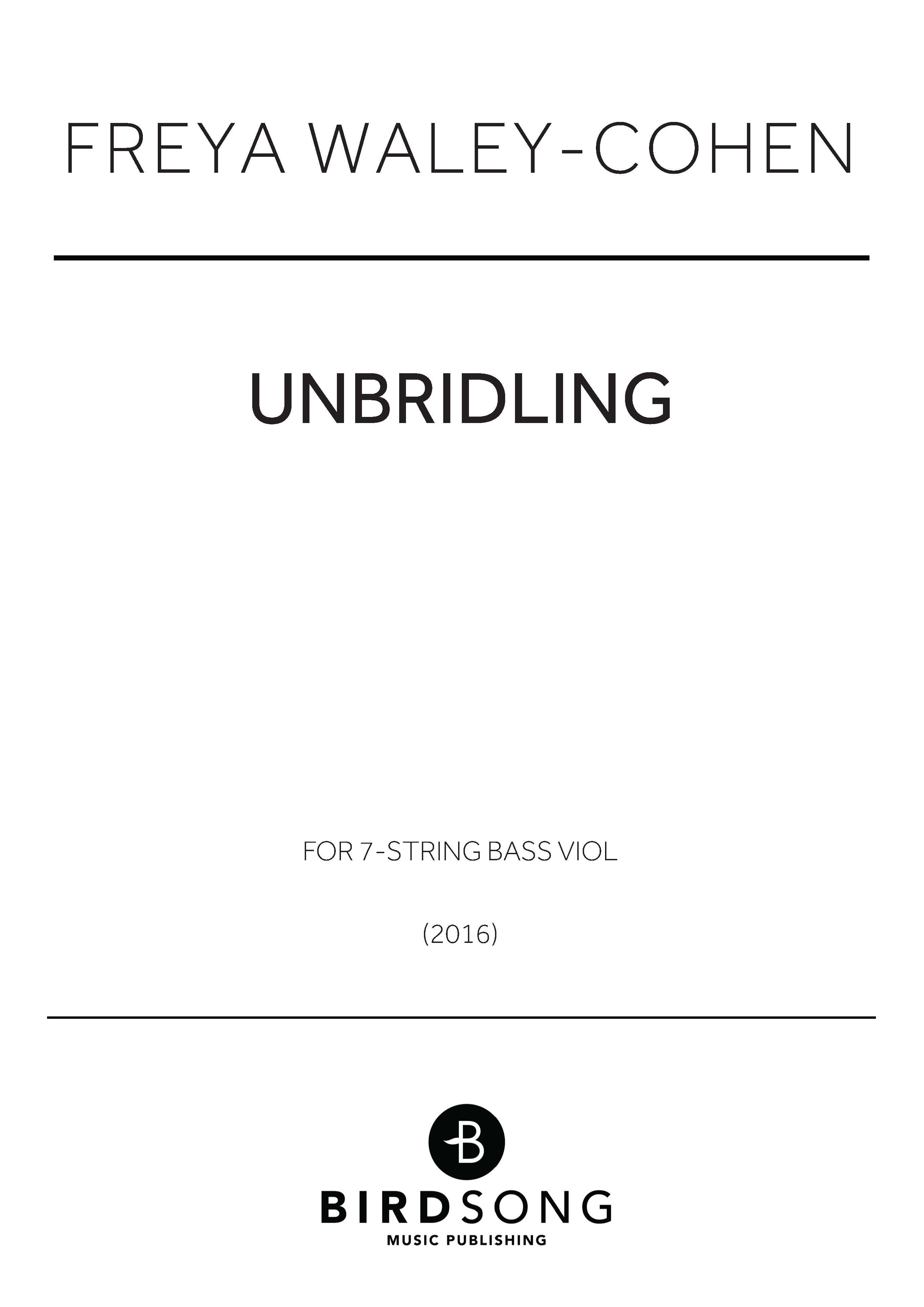 Unbridling - Freya Waley-Cohen - String Bass (Digital Download)