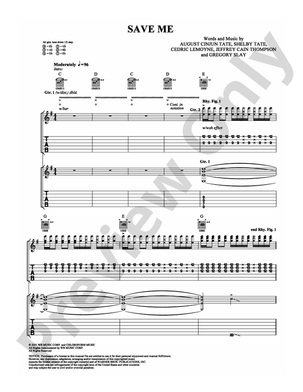 Save Me - Guitar TAB (Digital Download)