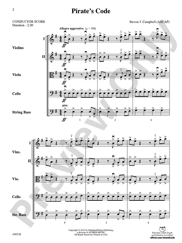 Pirate's Code – String Orchestra Conductor Score & Parts (Digital Download)