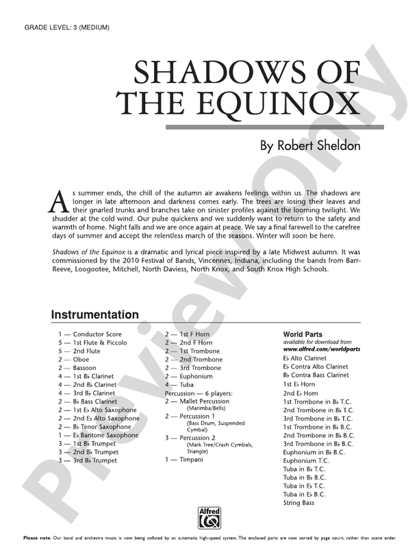 Shadows of the Equinox - Concert Band Conductor Score & Parts (Digital Download)