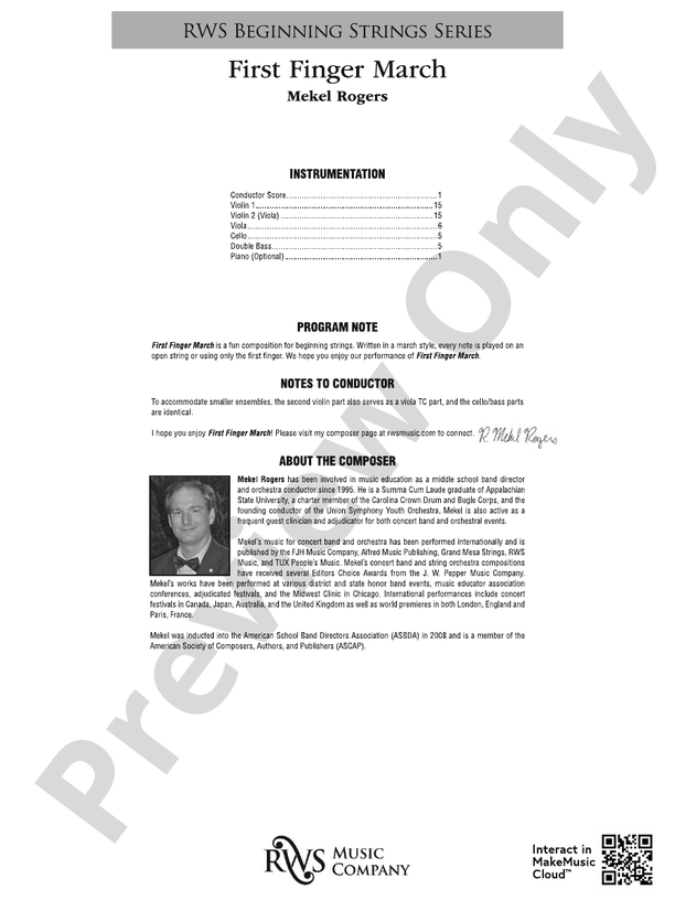 First Finger March - String Orchestra Conductor Score & Parts (Digital Download)